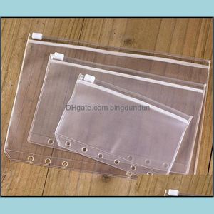 مستلزمات Office Schools الأخرى A6 PVC Binder Clear Storage Bag 6 Hole مقاومة للماء أكياس قرطاسية عالية الجودة