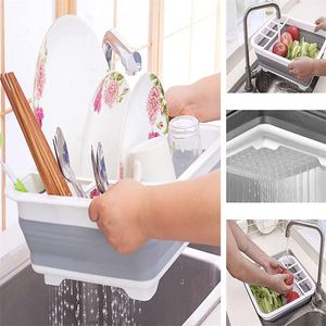 Dish Racks Foldable Kitchen Drainer Tool Bowl Tableware Plate Storage Organizer Holder Portable Fold Drying Home TPR 230111