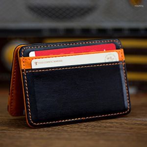 محافظ Ultra Thin 2023 Men Male Pu Leather Mini Magic Magic Zipper Purse Pouch Pouch Plastic Credit Bank Holder