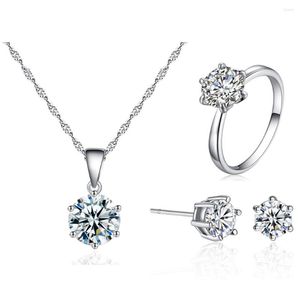 Kolye küpeleri set takılar taç bijoux femme düğün aksesuarları kristaller mücevher yüzüğü çift küpeler/kolye/yüzük kadınlar için
