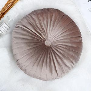 Pillow 35x35cm Round Sofa Solid Color Velvet Pouf Tatami Window Mat Pumpkin Shaped PP Cotton Seat Pad Soft Lumbar Chair