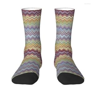 Men's Socks Boho Chic Modern Zigzag Men Women Crew Unisex Fashion Geometric Multicolor Spring Summer Autumn Winter Dress