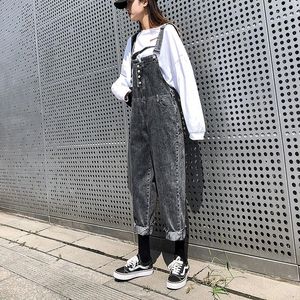 Women's Jeans Street Fashion The Women's Denim Overalls Non-elastic Loose Plus Size Small Trousers Rompers Girls' Casual Pants