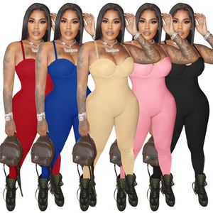 Sexy Spaghetti-Träger-Overalls, Damen-Kleidung, Frühling, Sommer, figurbetont, Strampler, solide ärmellose Leggings, einteilige Outfits, dünne Overalls, Mode, Streetwear, 9179