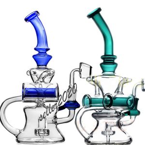 Recycler Bong Hookahs mocne platformy DAB Big Glass Water Bongs Paling Rury olejne platformy olejowe z 14 mm banger