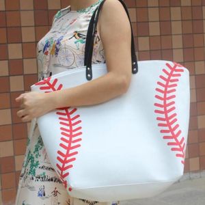 Bolsas de beisebol de lona Moda feminina grande bolsa de bolsa costura de bolsa de impressão de impressão ao ar livre Sport Sport Travel Beach Sagra de armazenamento