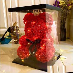 Decorative Flowers Wreaths Flower Rose Bear Tanabata Valentines Day Gift Pe Roses Birthday Eternal Drop Delivery Home Garden Festi Dhqui