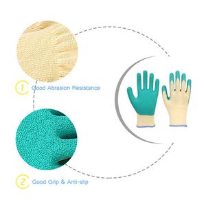 Latex Gloves Cotton Polyester Crinkle Non-slip for Work Abrasion Resistant Breathable Construction Safety
