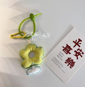 Nyckelringar lanyards mode broderad blomma hängande hänge fylld bomull tyg nyckelkedja kvinnor flickor söt handväska dekor charms dhx1v