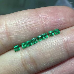 Anelli a grappolo VANTJ Genuine Natural Colombia Emerald Gemma sciolta 1PCS Taglio quadrato Pietra preziosa per gioielli fai da te da donna in oro argento