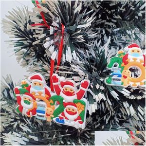 Christmas Decorations Quarantine Ornaments Santa Claus Writing Families Names Cartoon Heads Tree Pendants Drop Delivery Home Garden Dhejk
