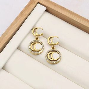 Diamond earrings women dangle designer earring fashion double g drop mossanite orecchini jewelry gold plate hoop stud earrings luxury crystal vintage E23