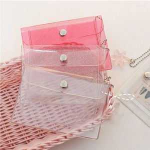 Card Holders Glitter Transparent Ladies Anti-Frost Holder Business Cash Coin Pouch With Hanging Chain