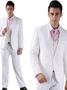 Męskie garnitury Blazers 2023 Przyjazd niestandardowy Slim Fit Blazer White Men Suit na ślub na wycięciu płaszcz klapowy Zużycie kamizelki kurtki 3pcs