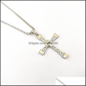 Colares pendentes rápidos e furiosos Toretto Cross Cross Classic Movie Show Personalidade Fshion Metal Rhinestone Jewelry Gifts Para G Dhy8T