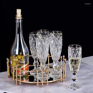 Vingglasögon juice champagne s dricker vintage elegant förtjockad diamantmönster röd cocktail bar fest dryckware