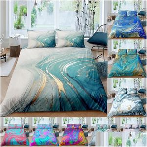 Zestawy kołdry Nordic Duvet Er 3D Marble Print Pedding Zestaw poduszki No Bed Arkusz Single Queen Queen King 220x240 Quilt ers dro dhgaf