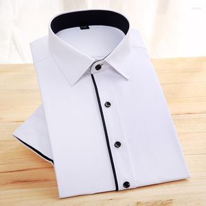 Men's Casual Shirts Quality Brand Men's Summer Business Work Office Solid Shirt Short Sleeves Turn-down Collar Tuxedo Men