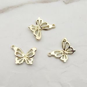 Nail Art Dekorationen 100 Stück Gold-3D Schmetterling Schmuck Charms Zubehör Maniküre Strasssteine DIY Anhänger Halskette Materialien