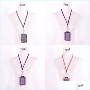 Kedjor Rhinestone Crystal Card ID Badge Holder With Lanyard Rope Bling Vertical Business Case Office Papelaria Supplies 941 B3 Drop DHE1Q