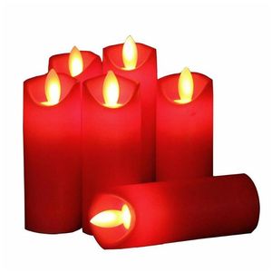 Ljus LED FLAMELESS 3PCS/ 6PCS -lampor Batteridriven plastpelare Flimrande ljus för festdekor Drop Delivery Home GA DHYVD