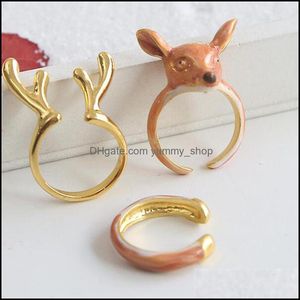 Cluster Rings 3Pcs/Set New Arrival Adjustable Cute Squirrel Ring Tiny Animal Enamel Women Jewelry Anillos Bijoux Drop Delivery Dhgpr