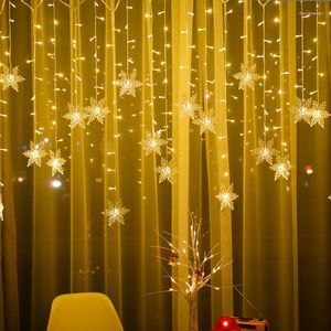 Stringhe Fiocco di neve Tenda Ghiacciolo Fata String Lights Outdoor 3.5M Natale Led Ghirlanda Lampade per la casa Giardino Anno Decorazioni per feste