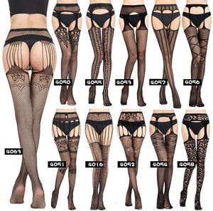 Sex Toys Sex Strumpor Funny Silk One-Piece Open-crotch Suspenders Stora sexiga löstagbara fisknät