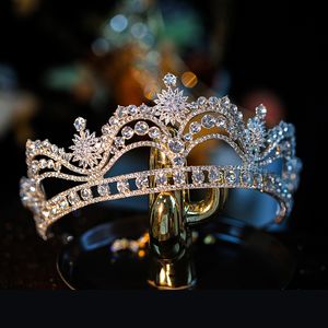 Bröllopshår smycken barock lyxiga kristallblommor brud tiaras krönar tävling prom diadem brud pannband tillbehör 230112