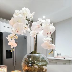 Flores decorativas grinaldas de seda Artificial Butterfly Orc Flower Bouquet Phalaenopsis Fake Home Wedding Decoration Diy Crafts Drop Dhsya