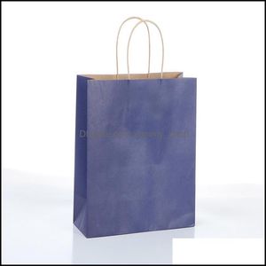 Packing Bags 100 Pcs Kraft Paper Retail Shop Merchandise Party Gift 8X4X11 With Rope Handles Drop Delivery Office School Business Ind Ot95B