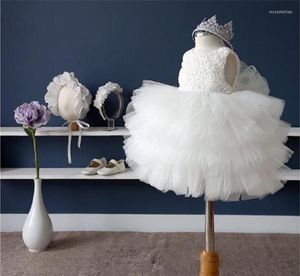 Abiti da ragazza all'ingrosso - Abito bianco nato per abito da battesimo Abiti per il primo compleanno del bambino Abiti per neonati Tutù in tulle per bambini