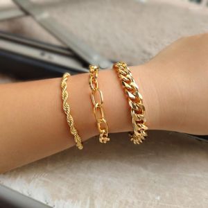 Link Bracelets Chain Chain Gold Silver Silver Color Metal Cuban for Women Bohemia Simples Twisted Twisted Rane Hand Punk Jewelry Gift