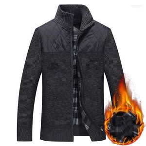 Camisãos masculinos Casacos masculinos Cardigan Sweater Winter Stand masculino Pat de retalhos de retalhos casuais malhas de tamanho grande Man1