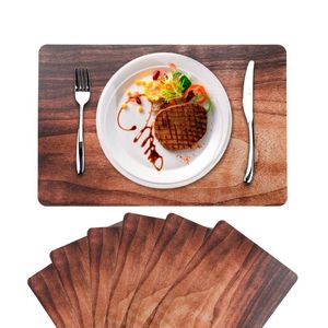 Table Mats & Pads GENNISSY Tree Stripes Placemats Set Of 6 Washable PVC For Dining Kitchen