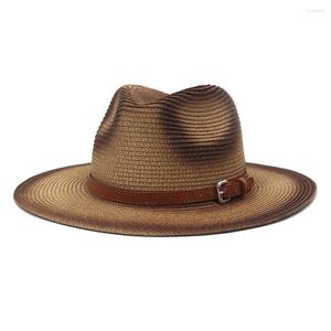 Sombreros de borde anchos Sombrero de sol para mujeres Moda de verano Cinturón Playa Tombra al aire libre Jazz Straw Hz46