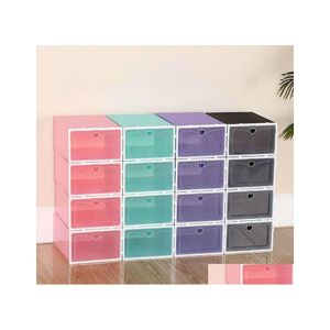 Skrzynki do przechowywania kosza 30pcs Zestaw buty Mticolor Składane plastikowe przezroczyste buty domowe Rack Organizer Stack Box Sn4684 Dostawa DHQ6A