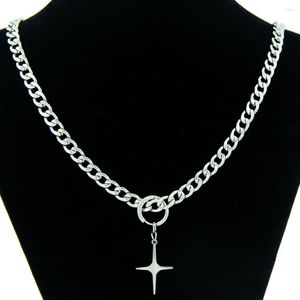 Choker Cuban Link Kette Silber Farbe Kreuz Anhänger Halskette 7MM Rapper Schmuck Für Männer Geschenk Party Zubehör Drop