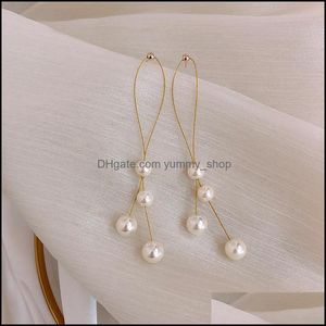 Charme coreano Earings jóias de moda Luxo Luxo Brincos de alta qualidade Simação Pearl Long Wholesale for Women 782 R2 Drop Delivery Dhfkr