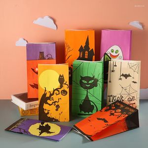 Opakowanie prezentowe 50pcs Kraft Paper Torby Tote Halloweenowe jedzenie