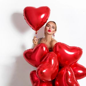Diğer dekoratif çıkartmalar 5 10 18 36 inç kırmızı kalp şişme folyo balonlar sevgililer günü düğün dekorasyonları doğum günü partisi yıldönümü globos malzemeleri 230111