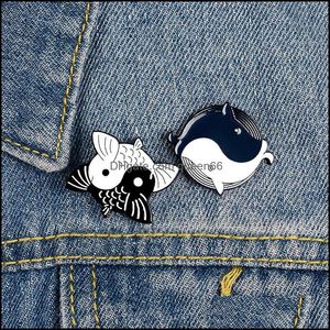 Szpilki broszki yin yang taichi Enamel pin niestandardowy Koi wieloryb