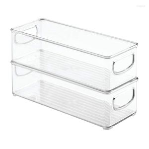 Förvaringsflaskor Kylskåpsarrangör BINS SAPPABLE Kylskåpsarrangörer Pantry Cutout Handle Clear Plastic Food Bin Rack Drop