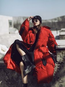 女性のダウンパーカーパフコート冬の濃い暖かいキルト90duckジャケットブリーフカジュアルな特大の長いバブルコートジャケット服230111