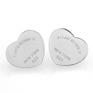 Luksusowe kolczyki projektant Kobiety Moda Serce Miłość Stud Klasyczny rozmiar Prezenty dla par ze stali nierdzewnej Projektant biżuterii Kolczyki zaręczynowe