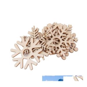 Christmas Decorations 10Pcs Diy Assorted Wooden Snowflake Cutouts Craft Embellishment Gift Tag Wood Ornament For Weding Drop Deliver Otiin