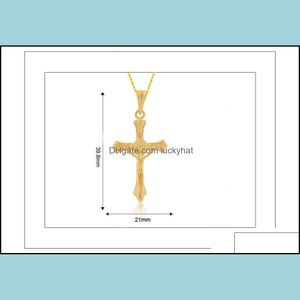 Charms Pendants Necklaces Jesus Cross 18K Gold Chain Pendant For Necklace Drop Delivery Jewelry Findings Components Dhmbj