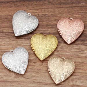Pendant Necklaces 5 PCS 40 42mm Fashion Heart Box Po Frame Memory Locket Charms Romantic Vintage Necklace Keychain Jewelry Accessories