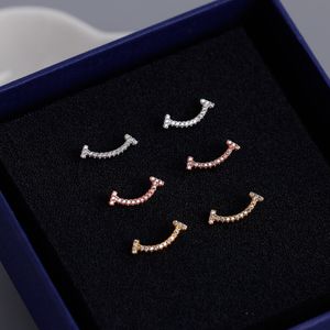 Wedding and dating women designer Charm earrings luxury diamond smiley face jewelry