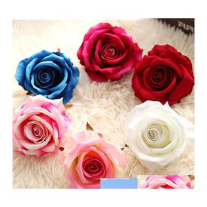 Dekorativa blommor kransar DIY Silk Artificial Rose Head Flower Wedding Cor Bridal Decoration Headbonad Bouquet Accessories Handma Otbxv